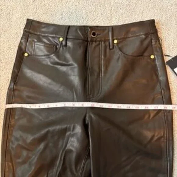 Veronica Beard Carson High Rise Ankle Flare Dark Chocolate Leather Flare Pants